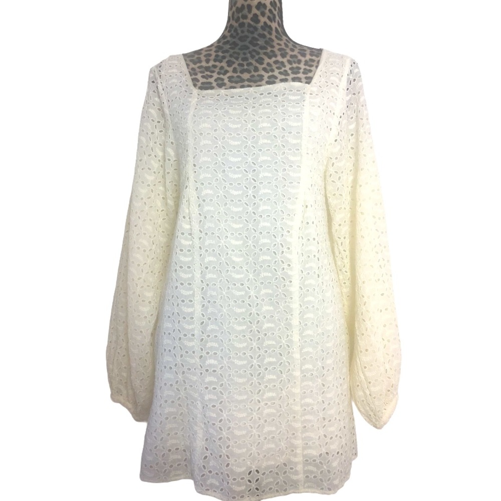 Free People Boho Long-sleeved Eyelet Tunic Blouse
